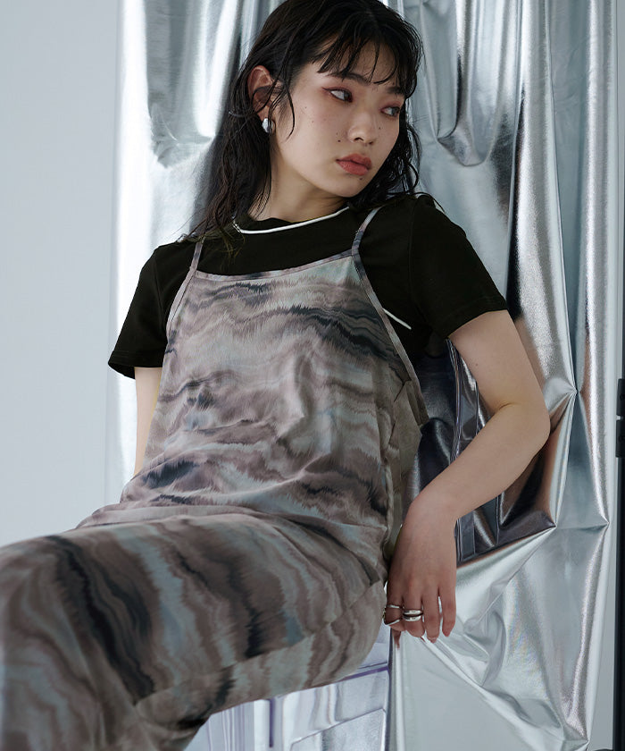 ミエット miette ニュアンス柄シアーキャミワンピース