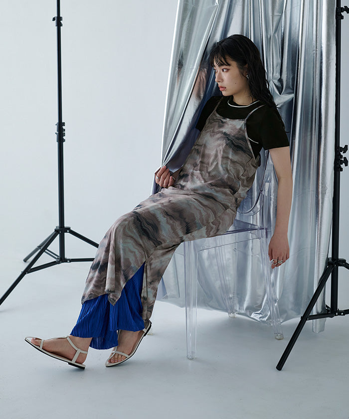 ミエット miette ニュアンス柄シアーキャミワンピース