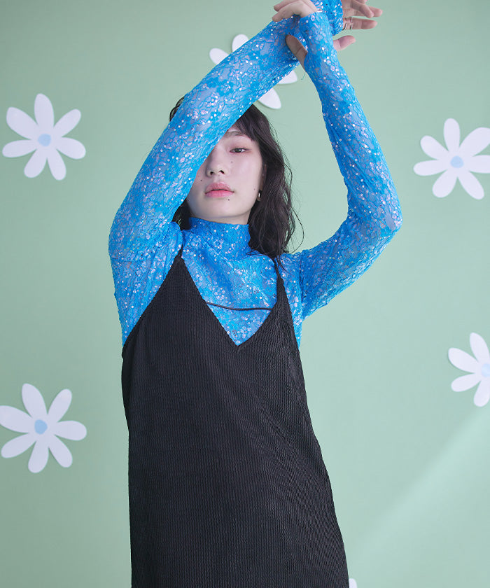 ミエット miette ナミナミジャガードキャミソールワンピース (ブラック) ブラック