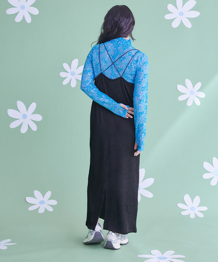 ミエット miette ナミナミジャガードキャミソールワンピース (ブラック) ブラック