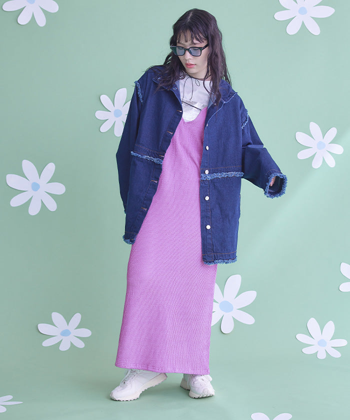 ミエット miette ナミナミジャガードキャミソールワンピース (ブラック) ブラック