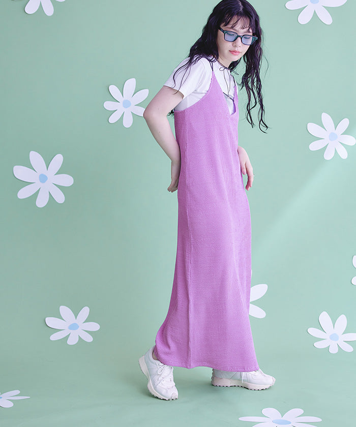 ミエット miette ナミナミジャガードキャミソールワンピース (ブラック) ブラック