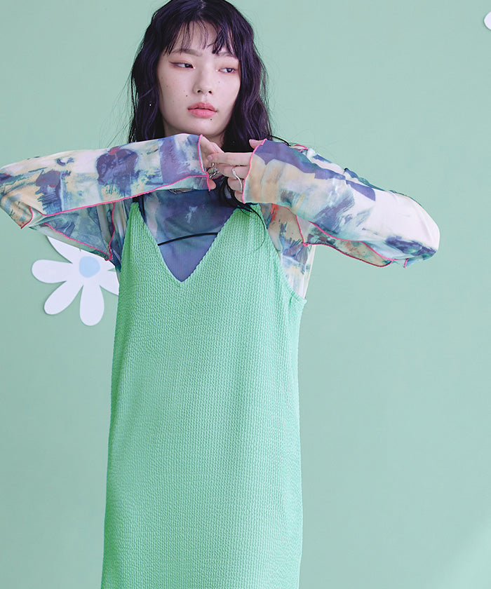 ミエット miette ナミナミジャガードキャミソールワンピース (ブラック) ブラック