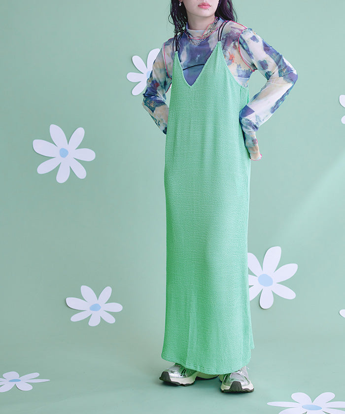 ミエット miette ナミナミジャガードキャミソールワンピース (ブラック) ブラック