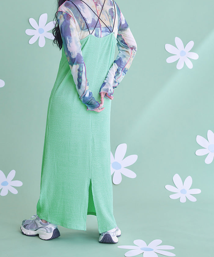 ミエット miette ナミナミジャガードキャミソールワンピース (ブラック) ブラック