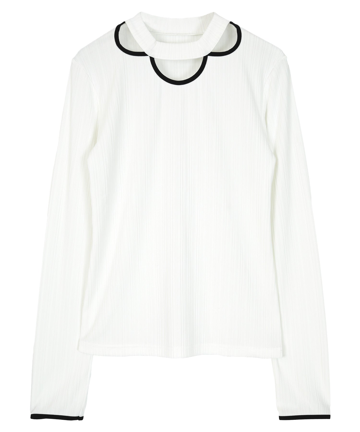 ミエット miette デコルテカットリブトップス (ブラック) ブラック