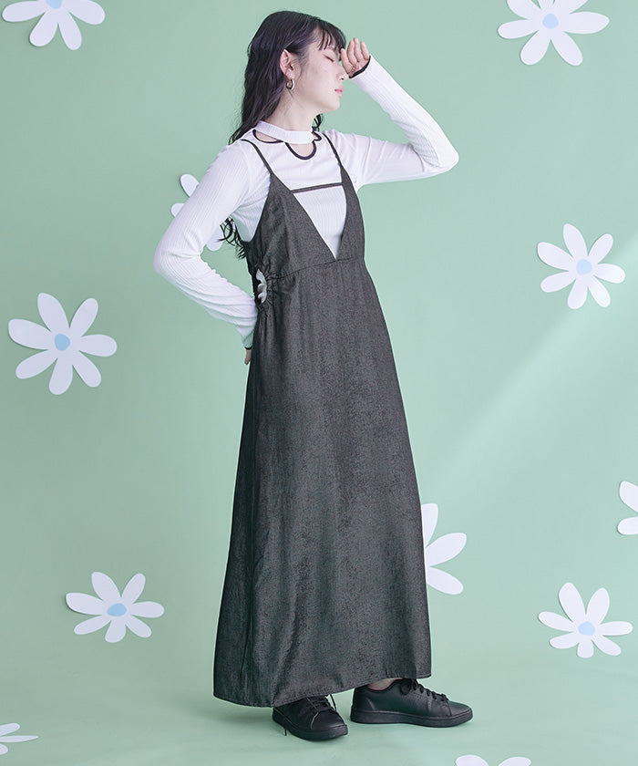 ミエット miette ダンガリーサイドカットキャミソールワンピース