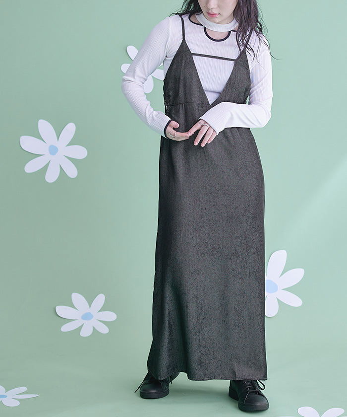 ミエット miette ダンガリーサイドカットキャミソールワンピース