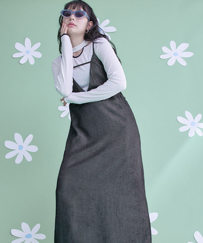 ミエット miette ダンガリーサイドカットキャミソールワンピース