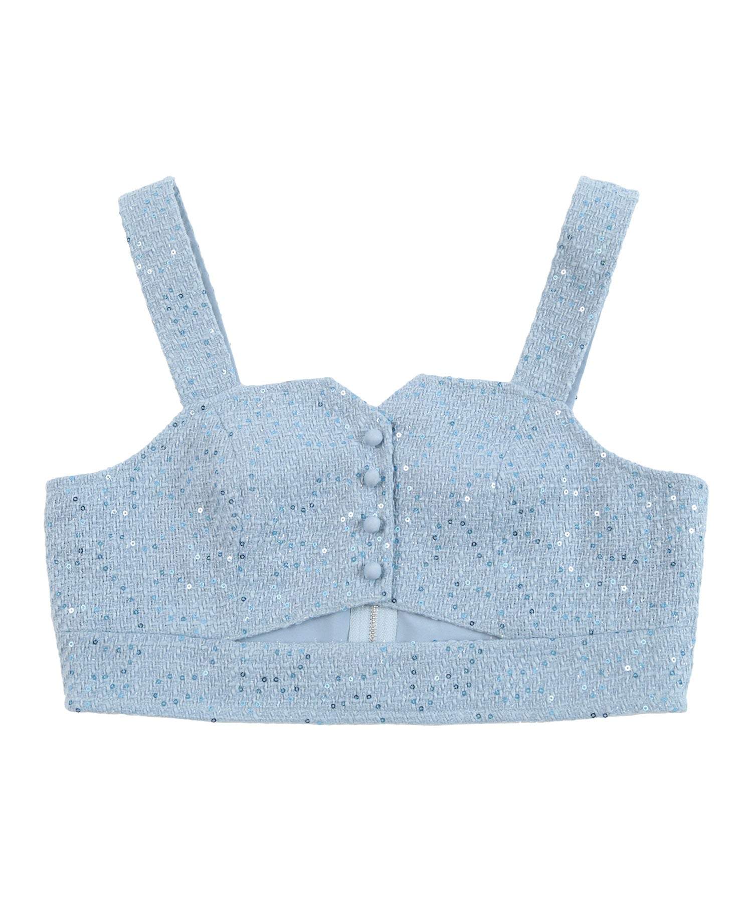 Miette Front Cut Sequin Tweed Bustier