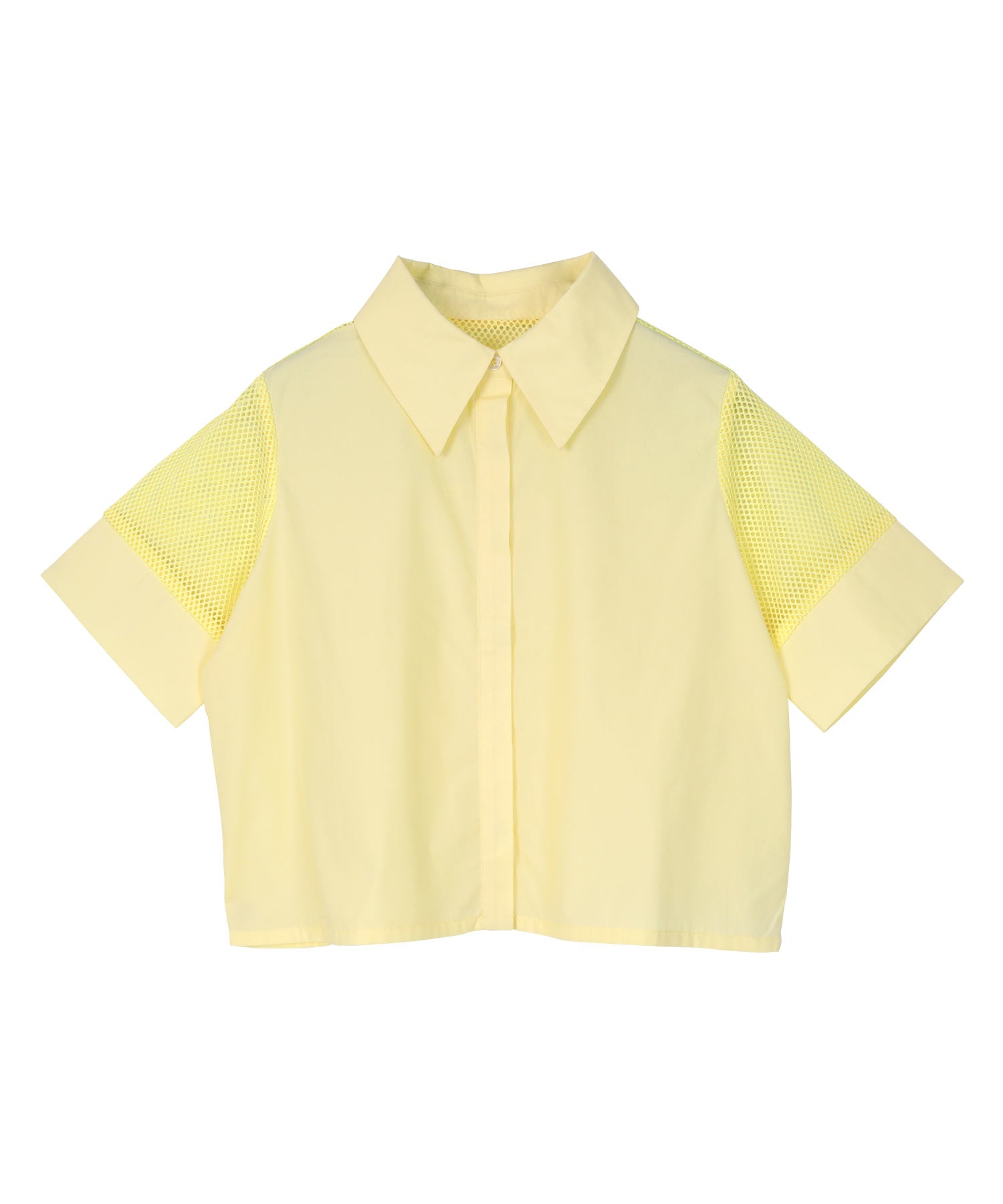 ミエット miette メッシュ切替半袖ショートシャツ (パープル) パープル