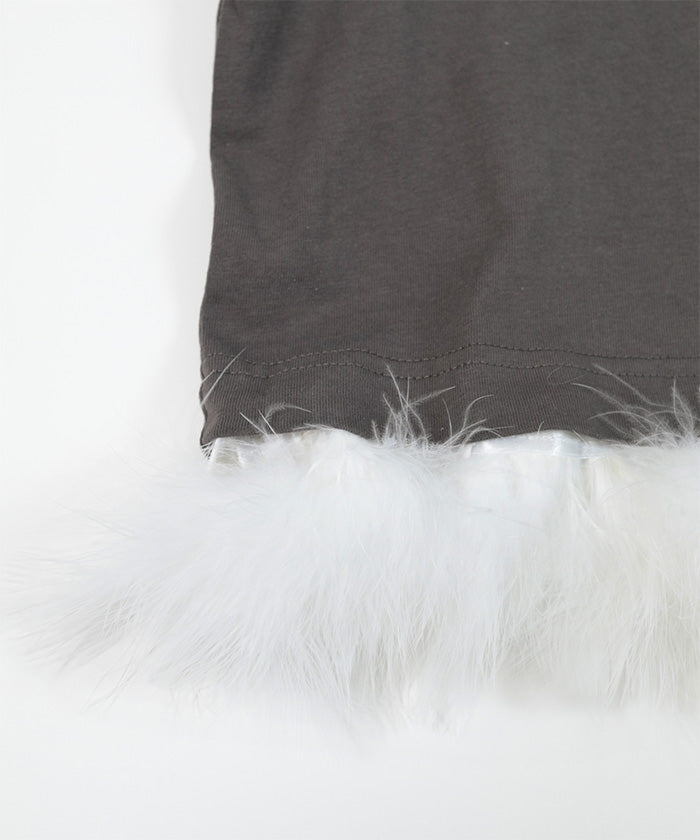 ミエット miette フェザークロップドTシャツ (チャコール) チャコール