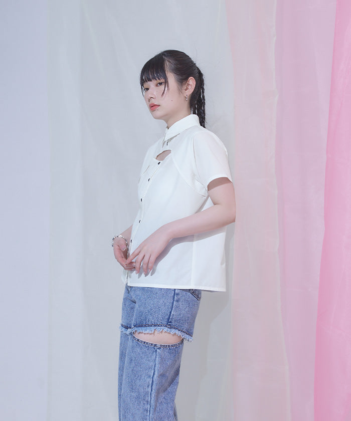 ミエット miette デコルテカットシャツ (ブラック) ブラック