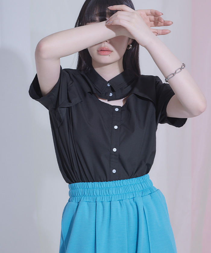 ミエット miette デコルテカットシャツ (ブラック) ブラック