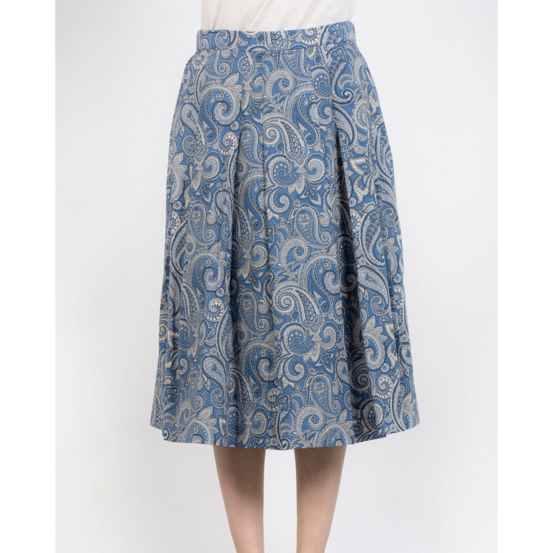 ミ・デゥー mi・deu・・・ ペイズリー柄タックスカート (ブルー) ブルー