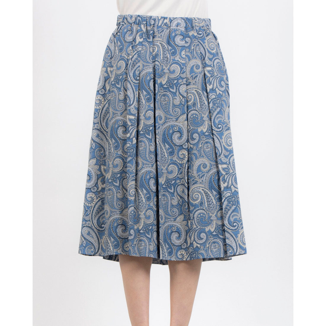 ミ・デゥー mi・deu・・・ ペイズリー柄タックスカート (ブルー) ブルー