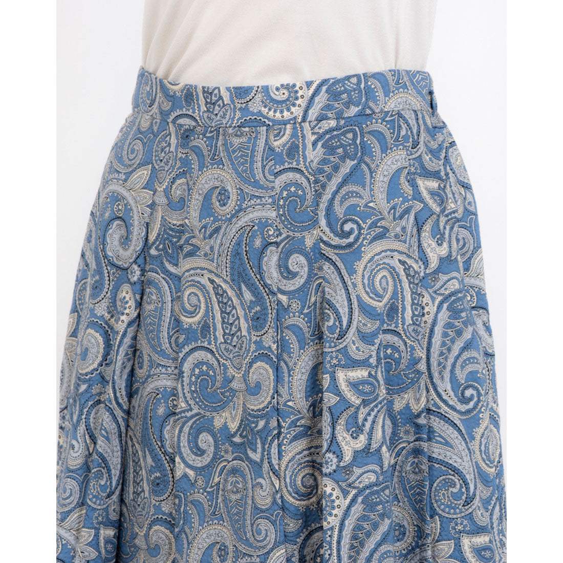 ミ・デゥー mi・deu・・・ ペイズリー柄タックスカート (ブルー) ブルー