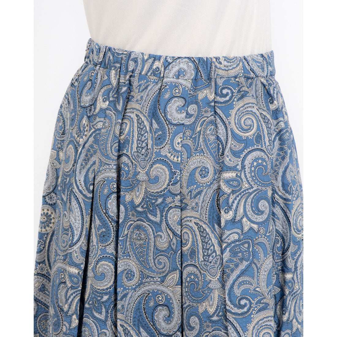 ミ・デゥー mi・deu・・・ ペイズリー柄タックスカート (ブルー) ブルー
