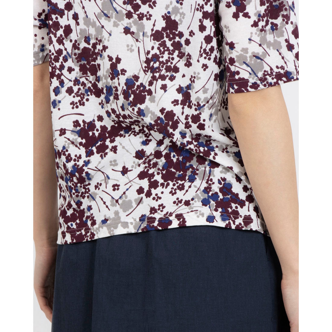 ミ・デゥー mi・deu・・・ 小花綿ガーゼHN半袖PO (エンジ) エンジ