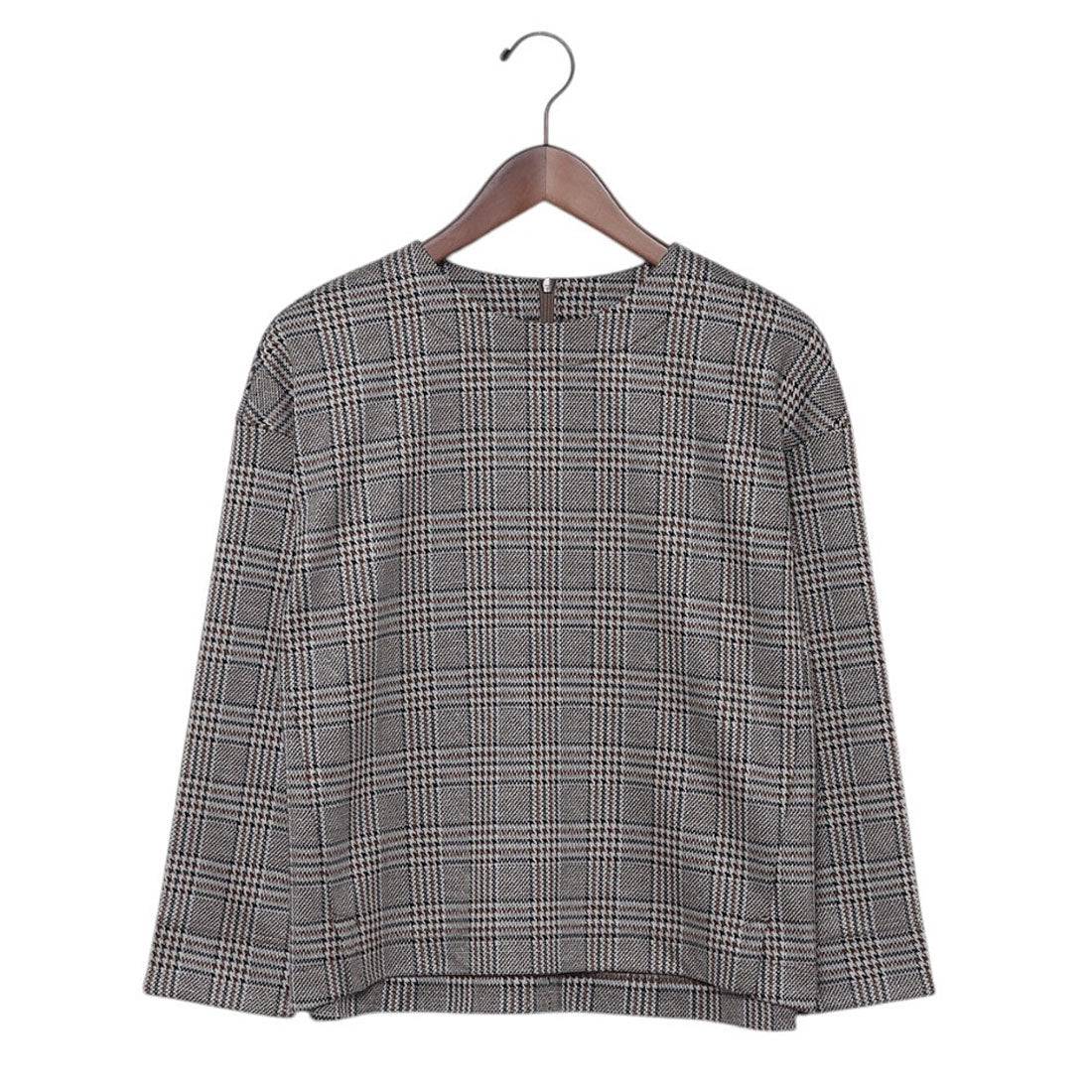 ミ・デゥー mi・deu・・・ グレンチェックRNブラウス (ブラウン) ブラウン