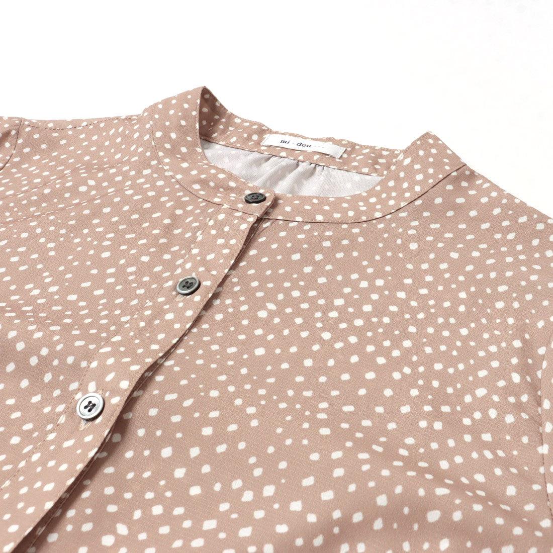ミ・デゥー mi・deu・・・ ドット柄前開きワンピース (ベージュ) ベージュ