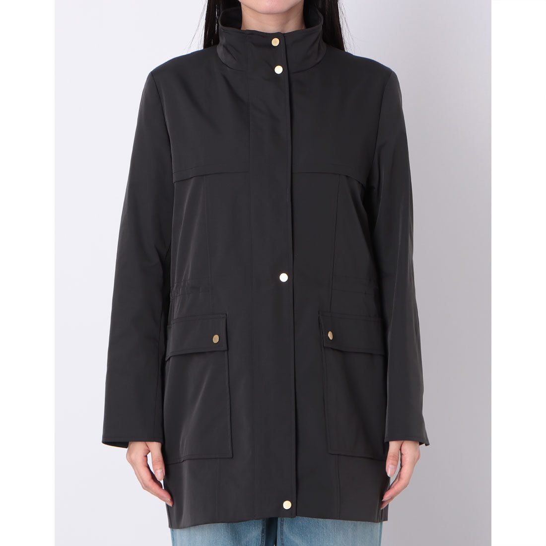 ミ・デゥー mi・deu・・・ スタンドカラーコート (ブラック) ブラック