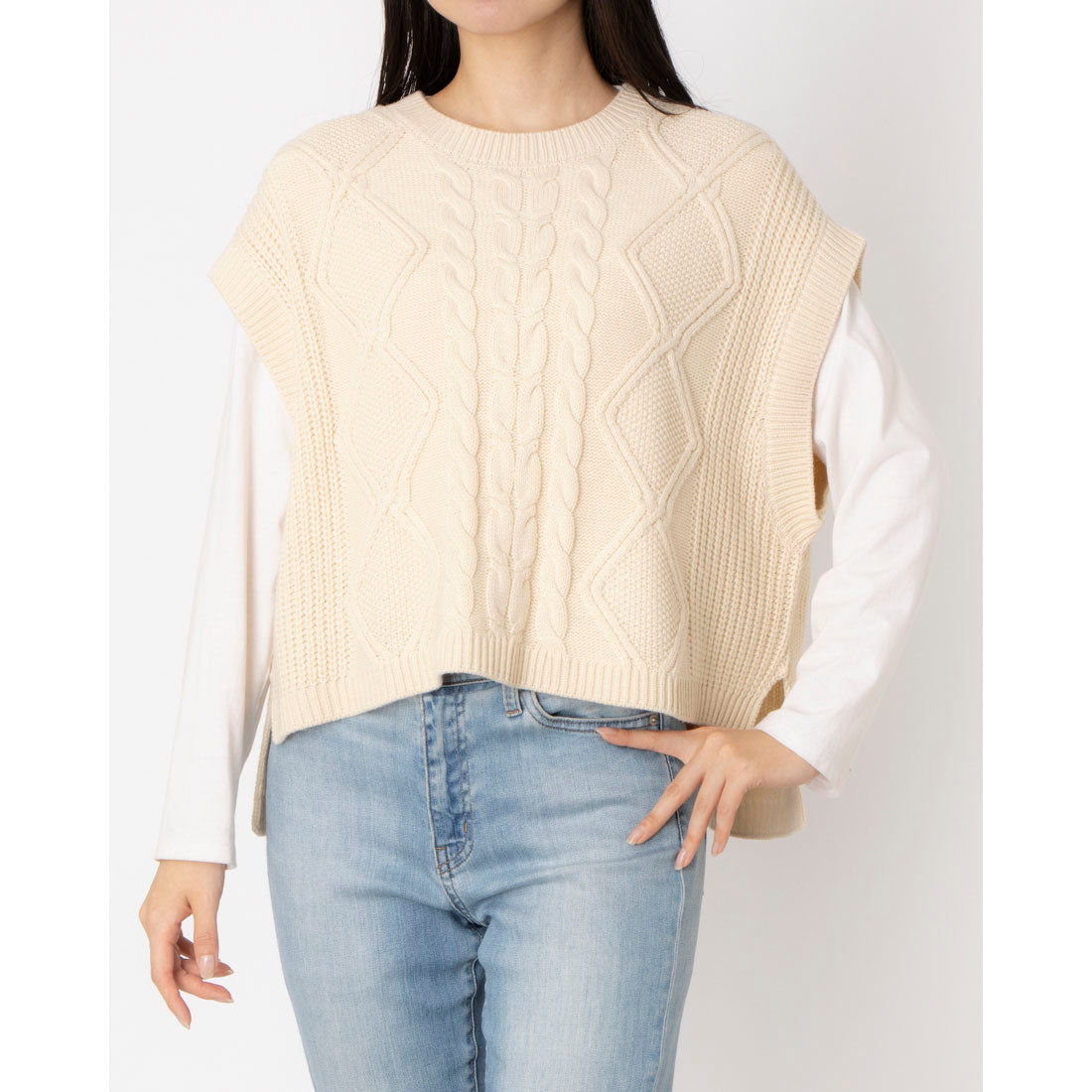 ミ・デゥー mi・deu・・・ 5Gケーブルベスト (オフホワイト) オフホワイト