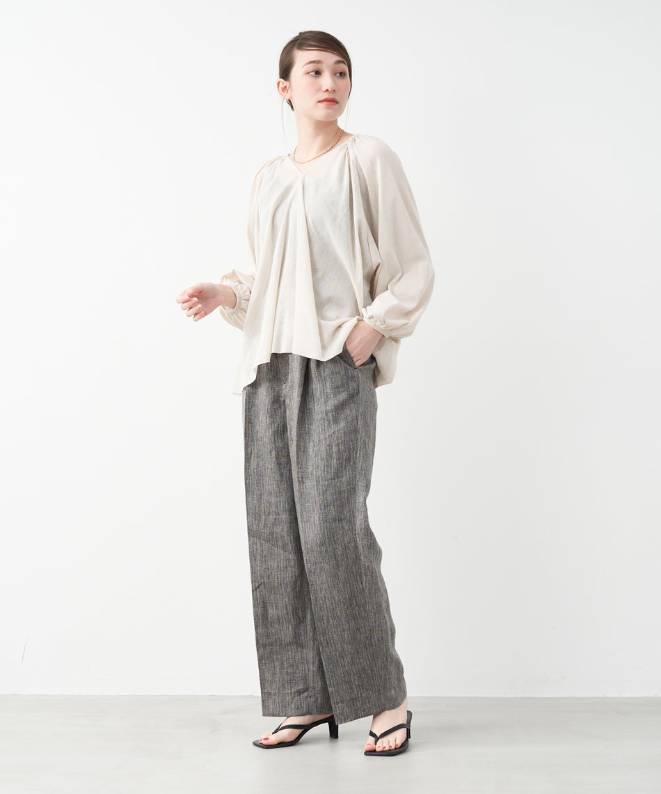 マイカアンドディール MICA&DEAL adjastable linen pants (BEIGE) BEIGE