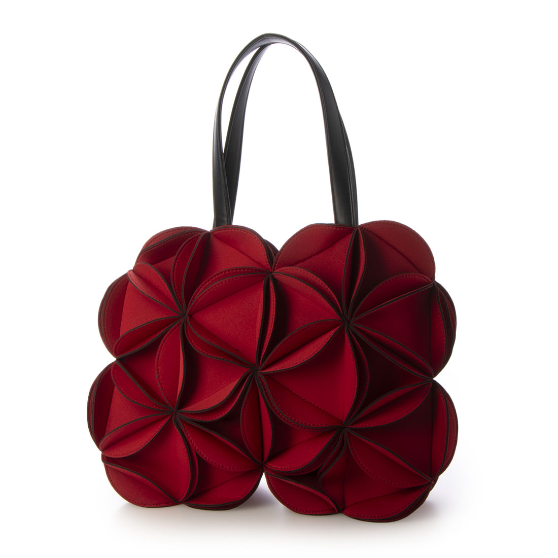 ミオオッジ MIOOGGI ネオプレン3DフラワーA4収納可能トートバッグ,レッド