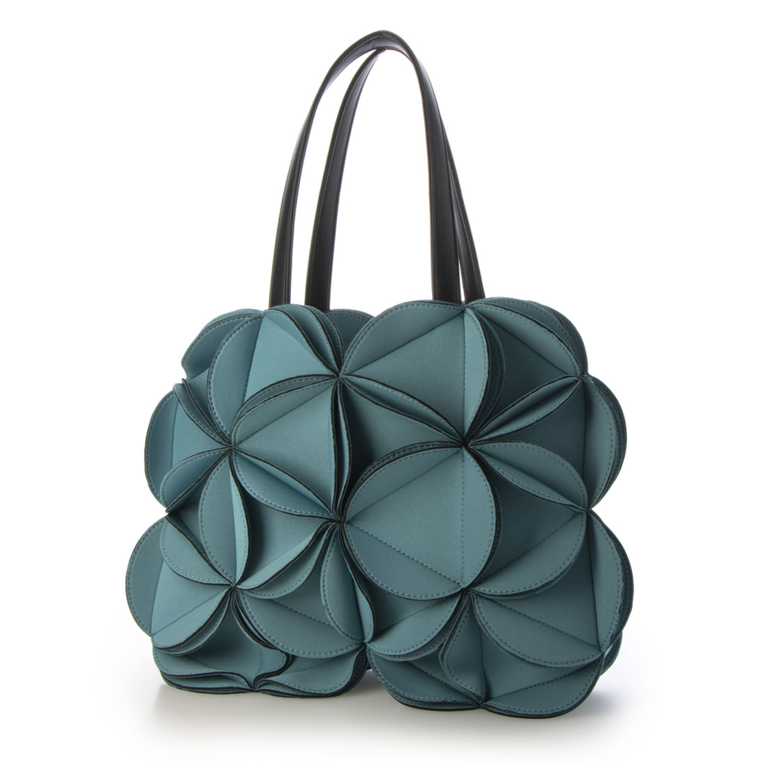 ミオオッジ MIOOGGI ネオプレン3DフラワーA4収納可能トートバッグ,エメラルドグリーン