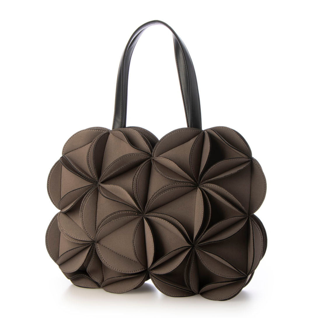 ミオオッジ MIOOGGI ネオプレン3DフラワーA4収納可能トートバッグ,グレージュ