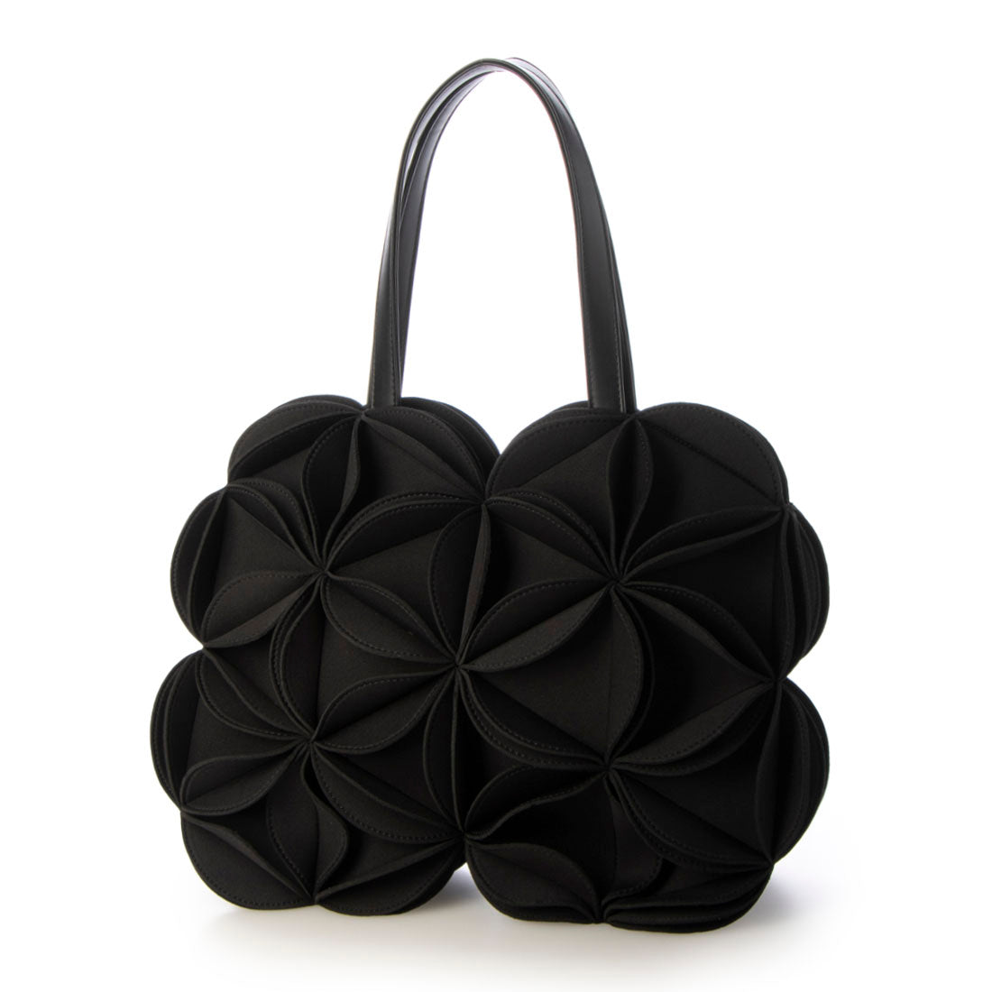 ミオオッジ MIOOGGI ネオプレン3DフラワーA4収納可能トートバッグ,ブラック