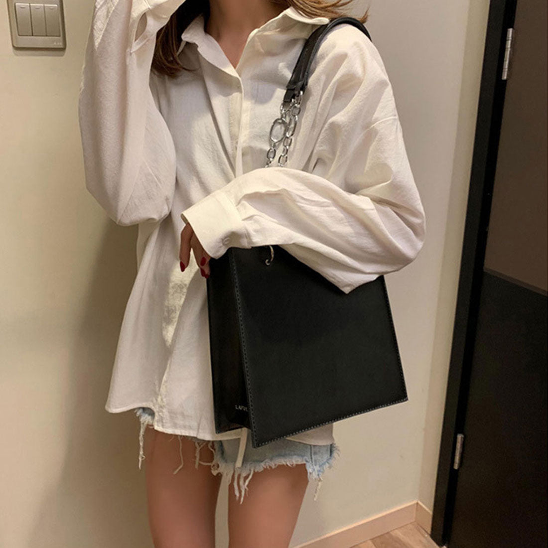 2way トートバッグ スクエアバッグ,ブラック