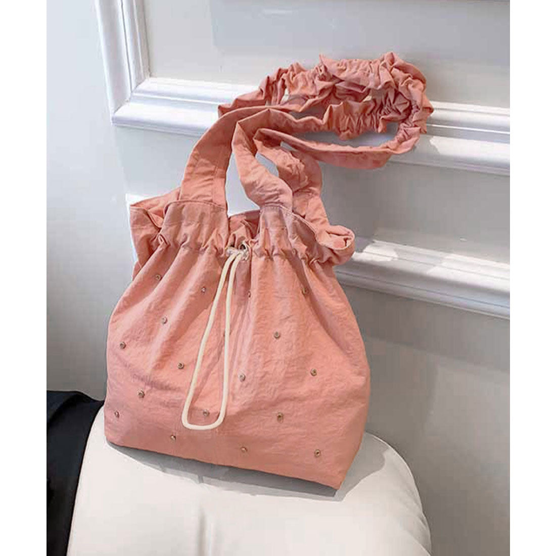 ミニミニストア miniministore ギャザートートバッグ 巾着型トート大容量 (グレー) グレー