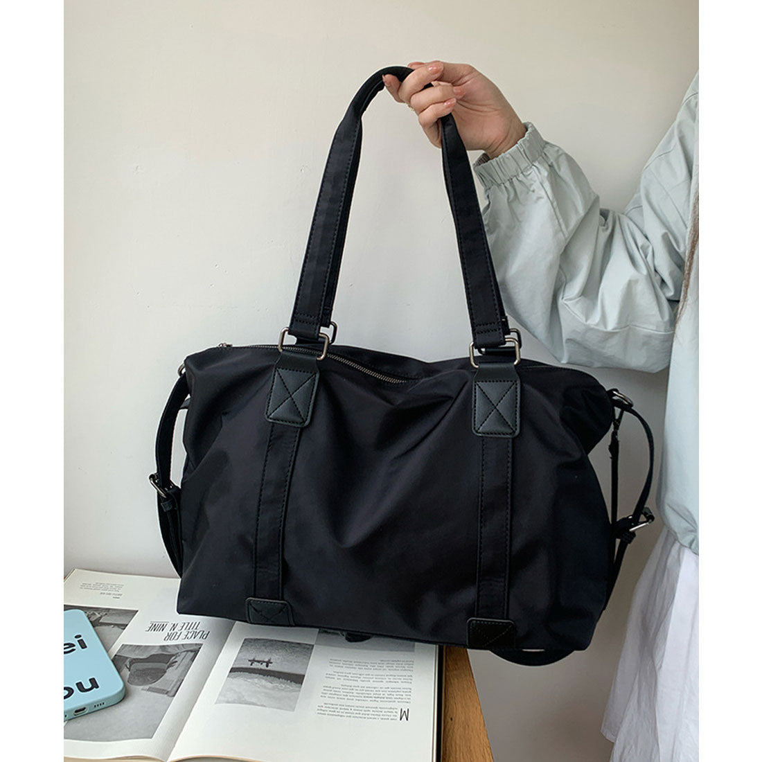 ミニミニストア miniministore 大容量トートバッグA4通勤通学斜め掛け鞄 (アイボリー) アイボリー