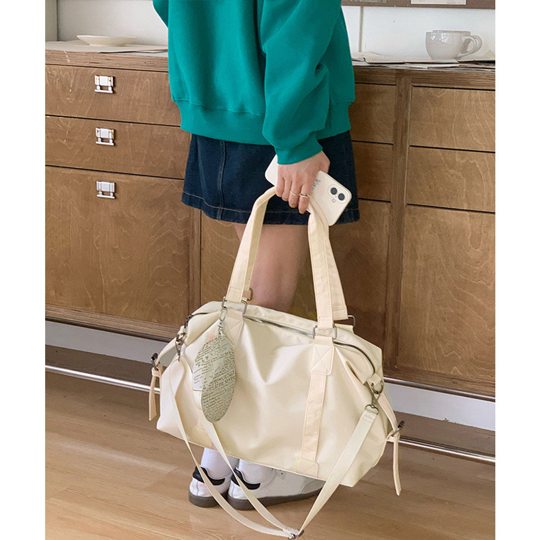 ミニミニストア miniministore 大容量トートバッグA4通勤通学斜め掛け鞄 (アイボリー) アイボリー