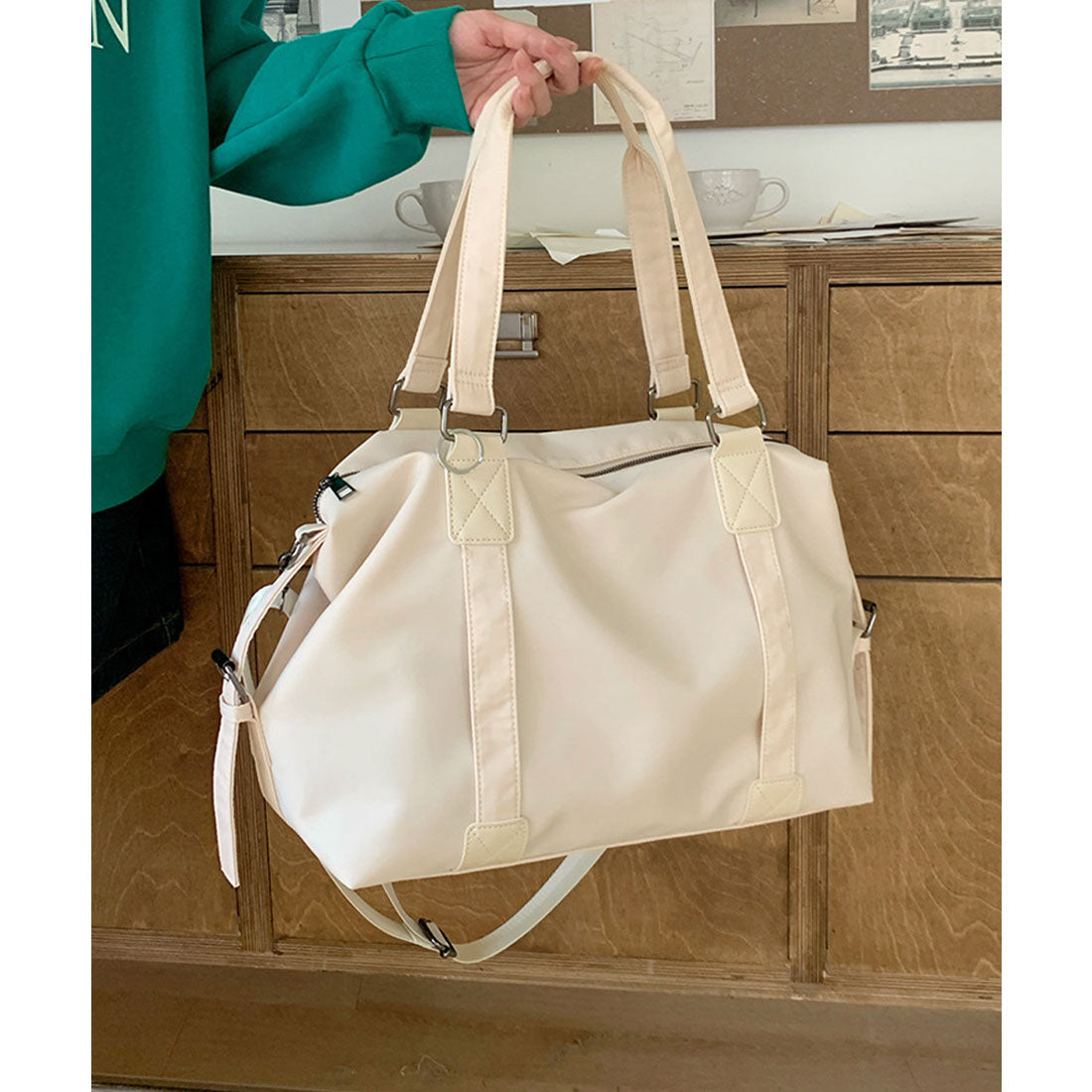 ミニミニストア miniministore 大容量トートバッグA4通勤通学斜め掛け鞄 (アイボリー) アイボリー