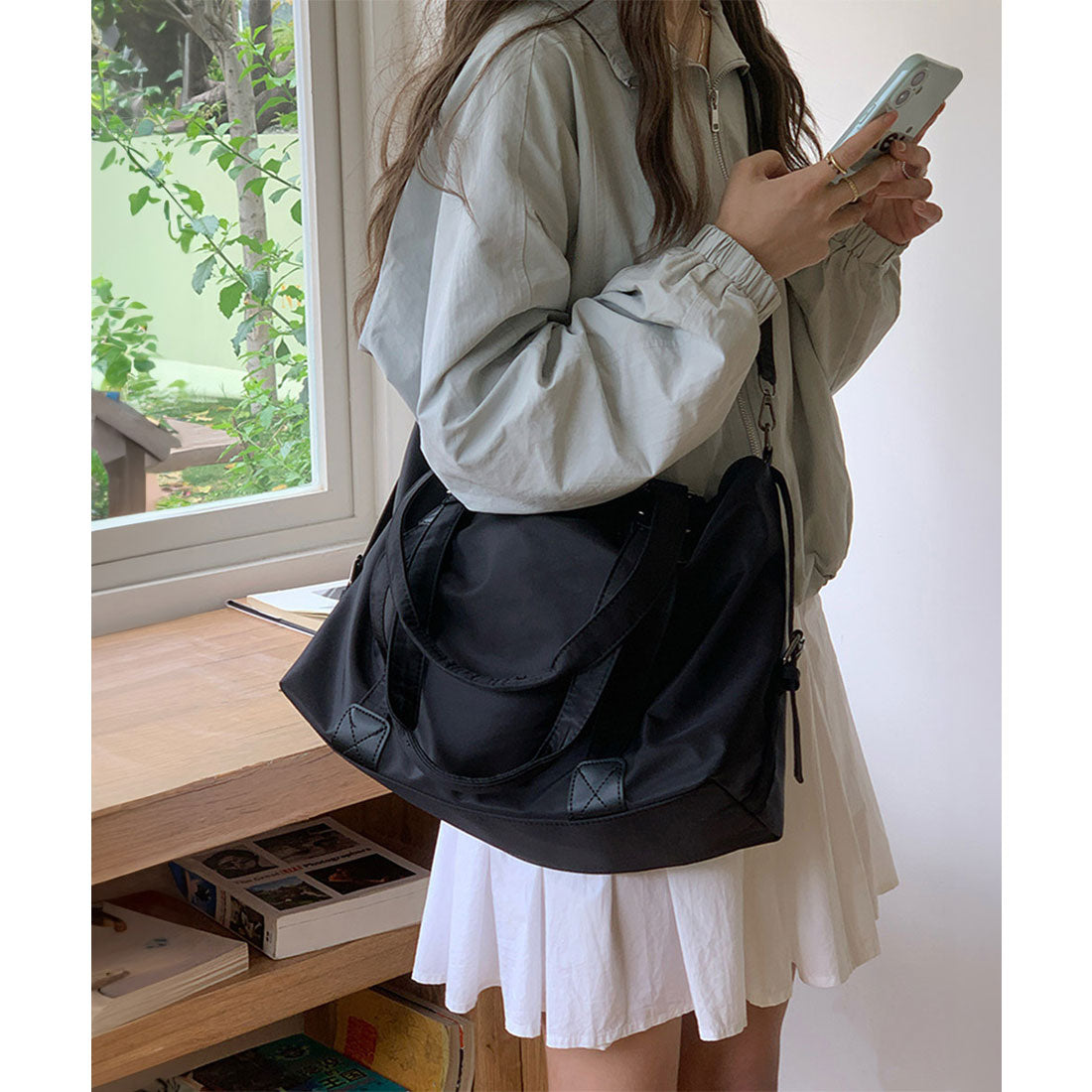 ミニミニストア miniministore 大容量トートバッグA4通勤通学斜め掛け鞄 (ブラック) ブラック