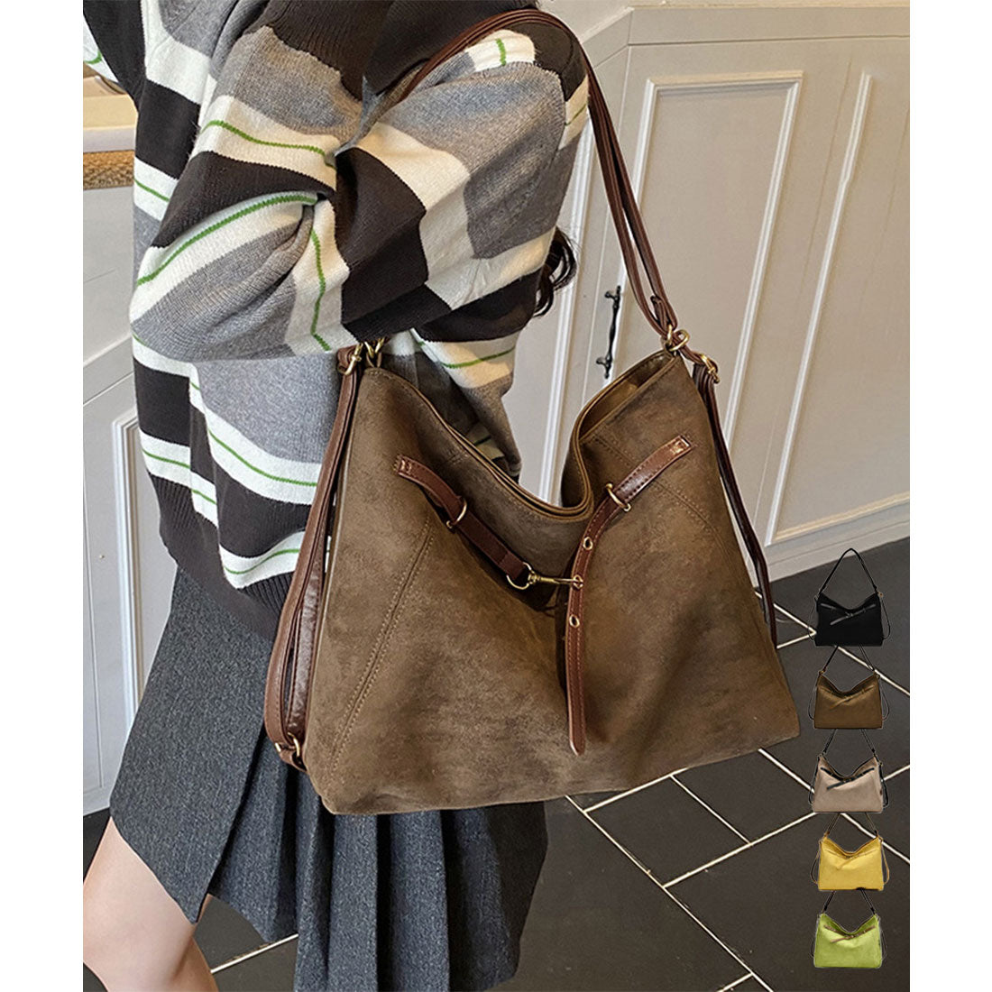 ミニミニストア miniministore トートバッグ スエード調ショルダーバッグ (ベージュ) ベージュ