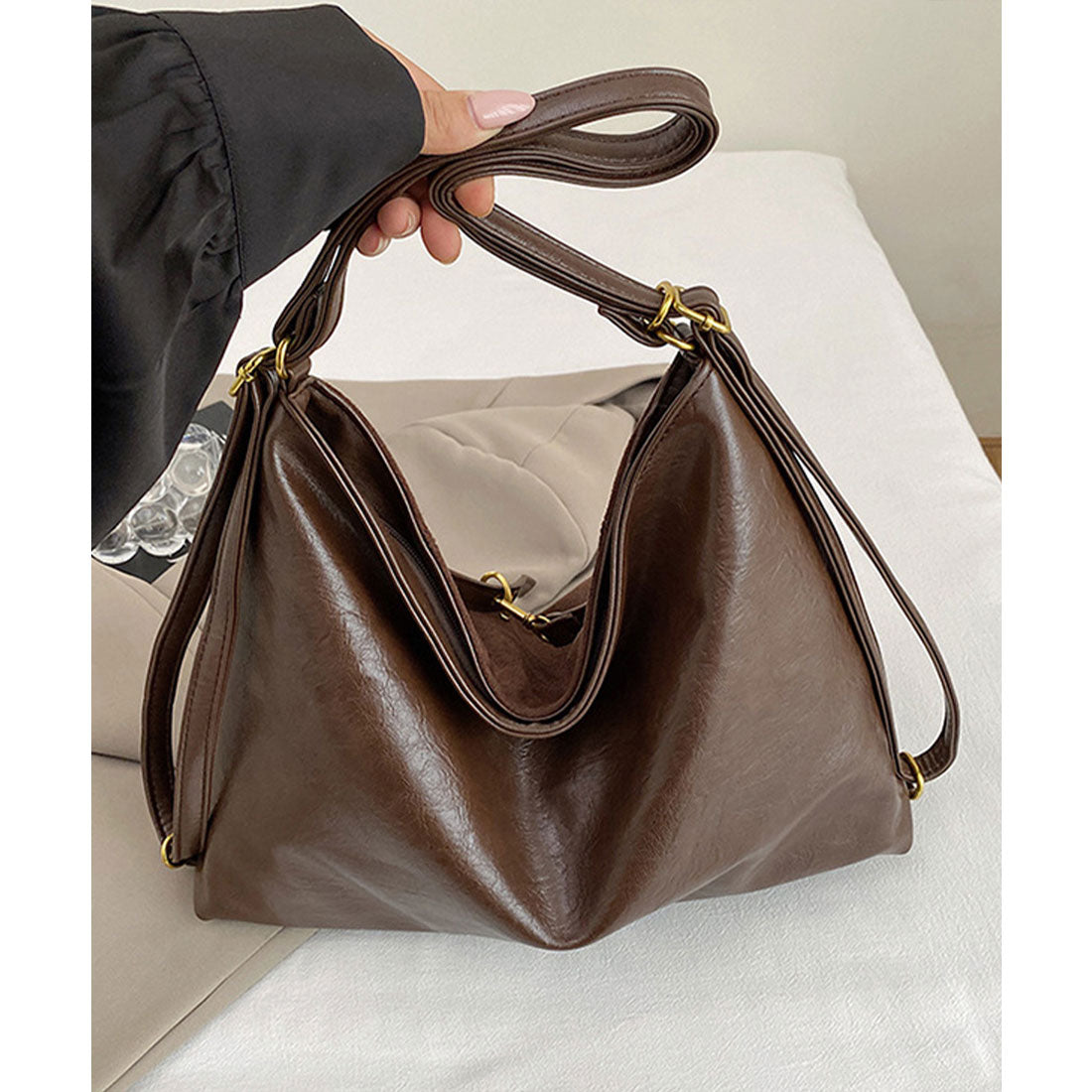 ミニミニストア miniministore トートバッグ スエード調ショルダーバッグ (ベージュ) ベージュ