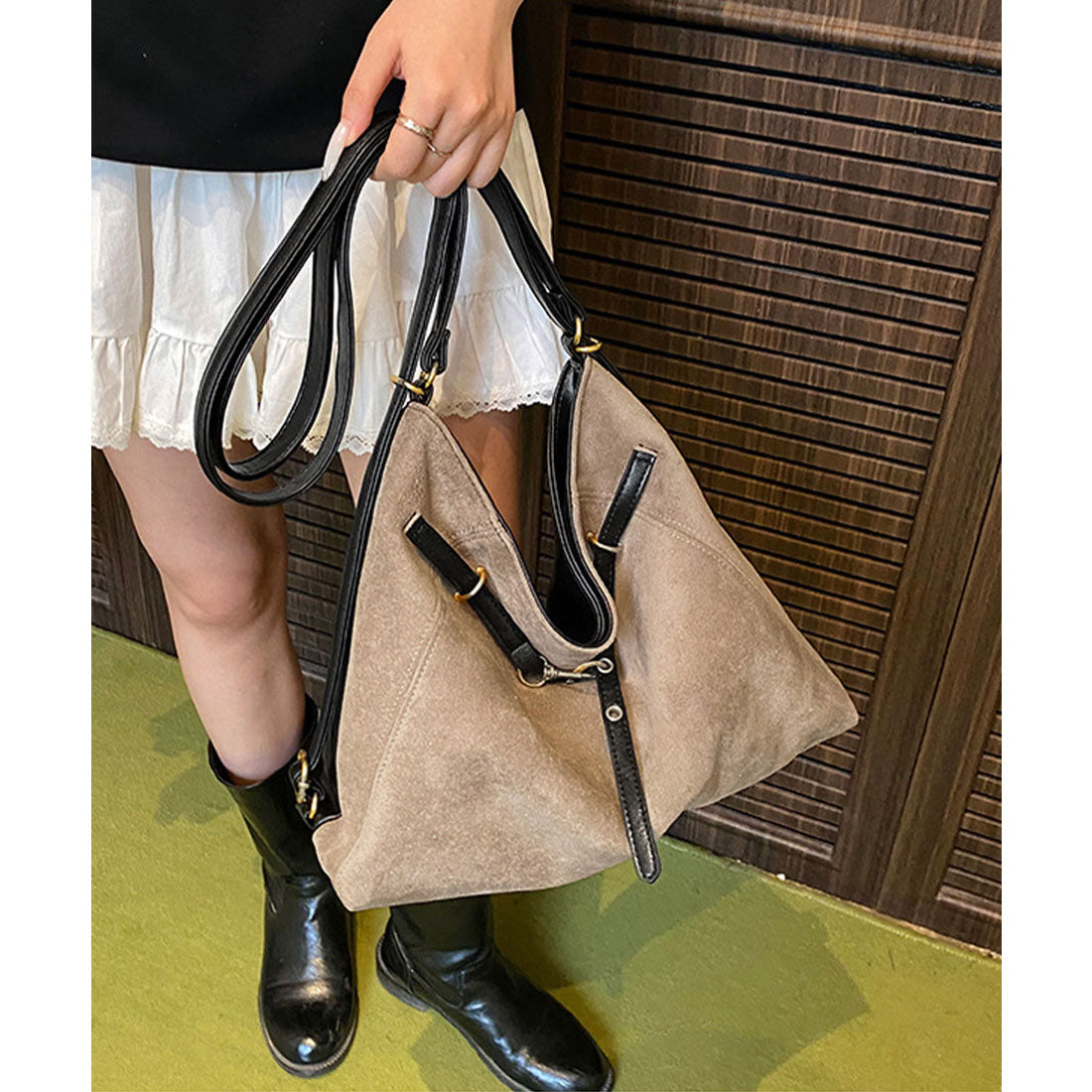 ミニミニストア miniministore トートバッグ スエード調ショルダーバッグ (ベージュ) ベージュ