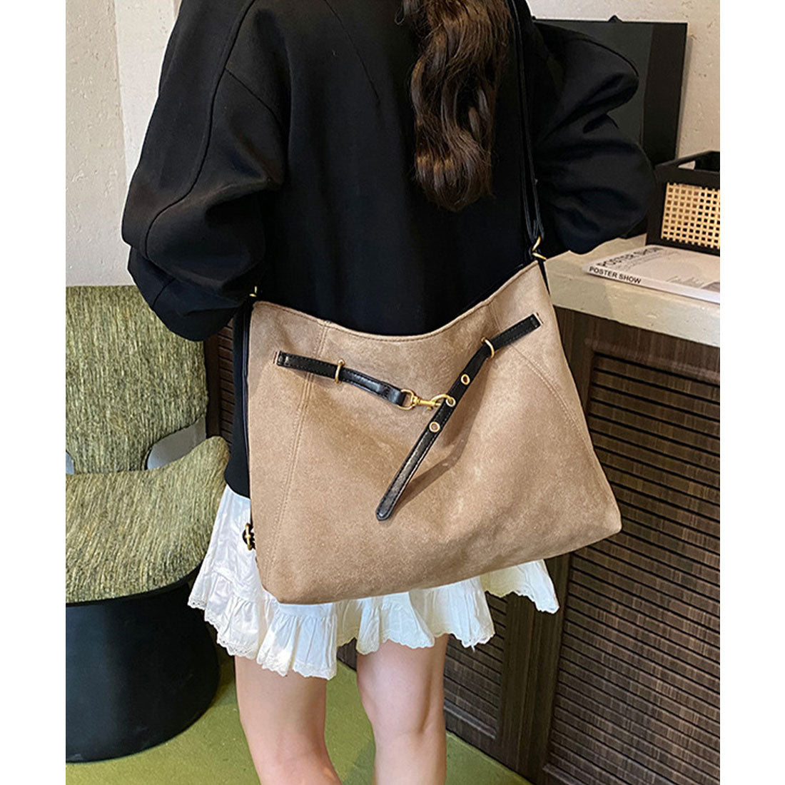 ミニミニストア miniministore トートバッグ スエード調ショルダーバッグ (ベージュ) ベージュ