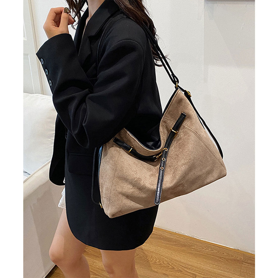 ミニミニストア miniministore トートバッグ スエード調ショルダーバッグ (ベージュ) ベージュ