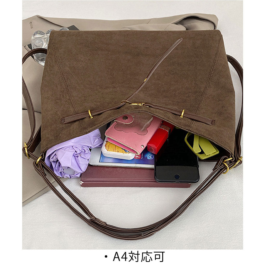 ミニミニストア miniministore トートバッグ スエード調ショルダーバッグ (ベージュ) ベージュ