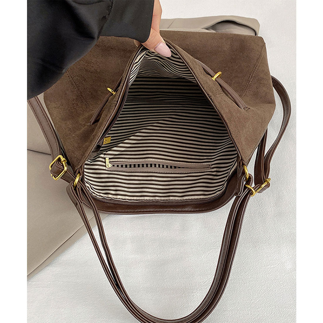 ミニミニストア miniministore トートバッグ スエード調ショルダーバッグ (ベージュ) ベージュ