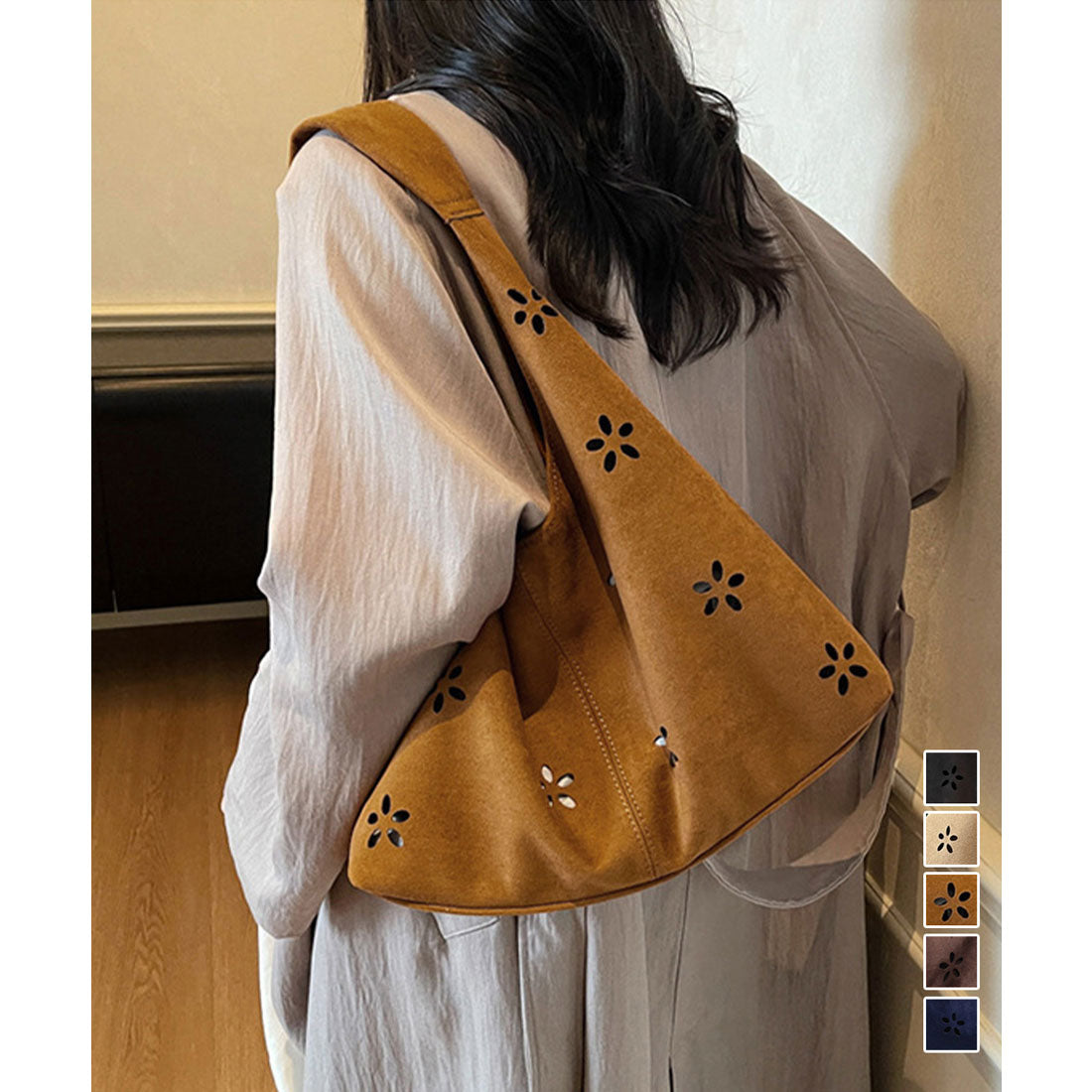 ミニミニストア miniministore 花柄カットスエード調トートバッグポーチ付 (ベージュ) ベージュ