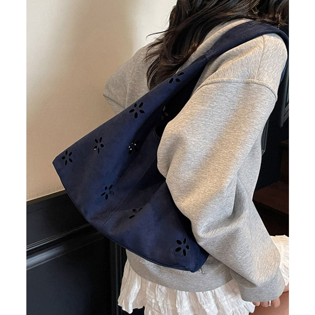 ミニミニストア miniministore 花柄カットスエード調トートバッグポーチ付 (ベージュ) ベージュ