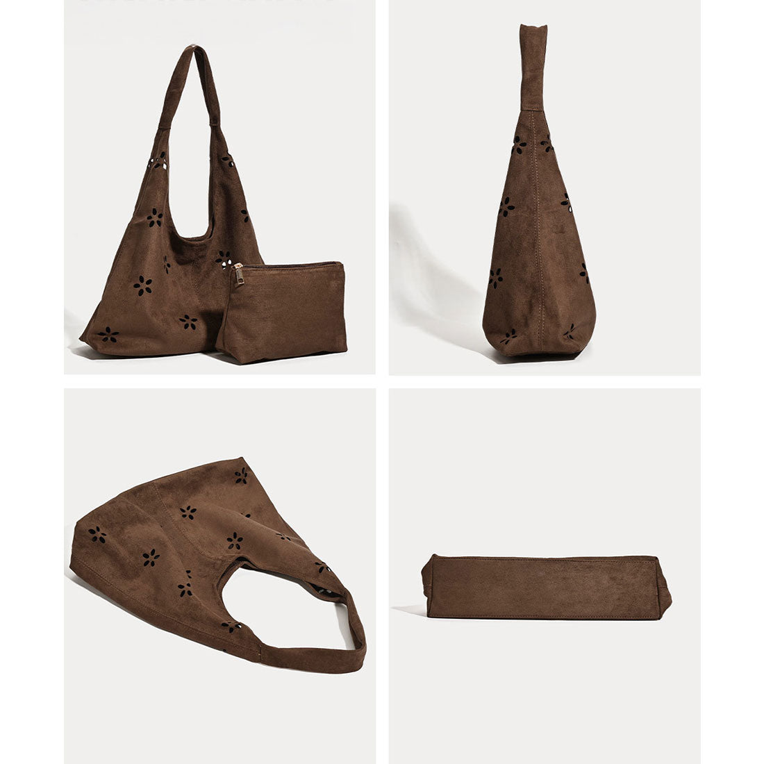 ミニミニストア miniministore 花柄カットスエード調トートバッグポーチ付 (ベージュ) ベージュ