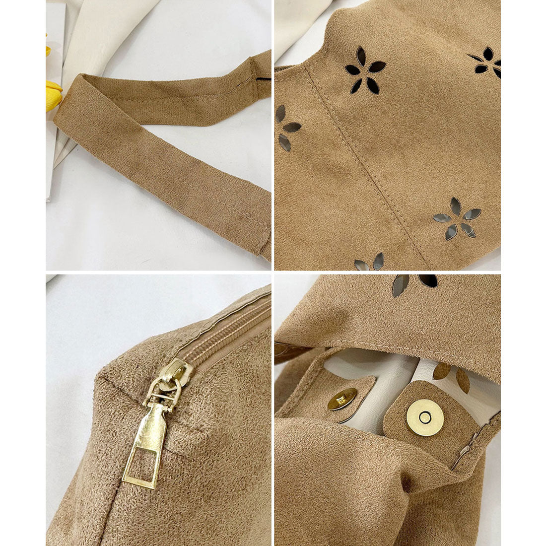 ミニミニストア miniministore 花柄カットスエード調トートバッグポーチ付 (ベージュ) ベージュ