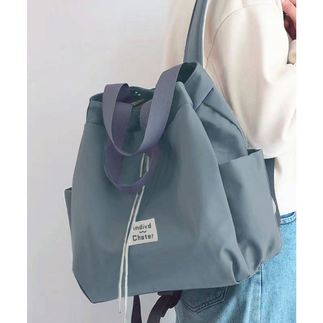 ミニミニストア miniministore ナイロンリュック 巾着トートバッグ韓国風 (サックスブルー) サックスブルー